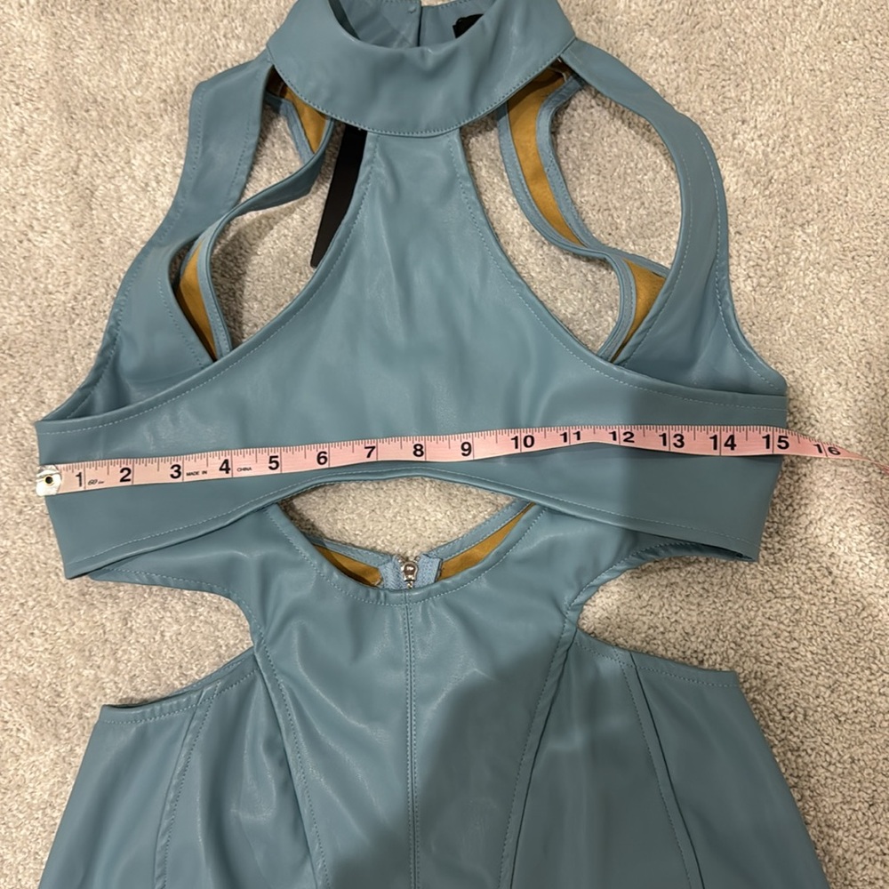POWDER BLUE PU CUT OUT BODYCON - Picture 9 of 14